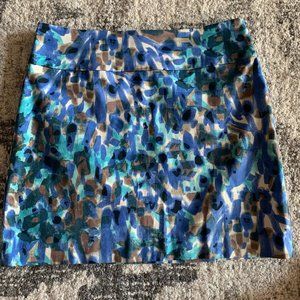 Ann Taylor Blue Watercolor Mini Skirt